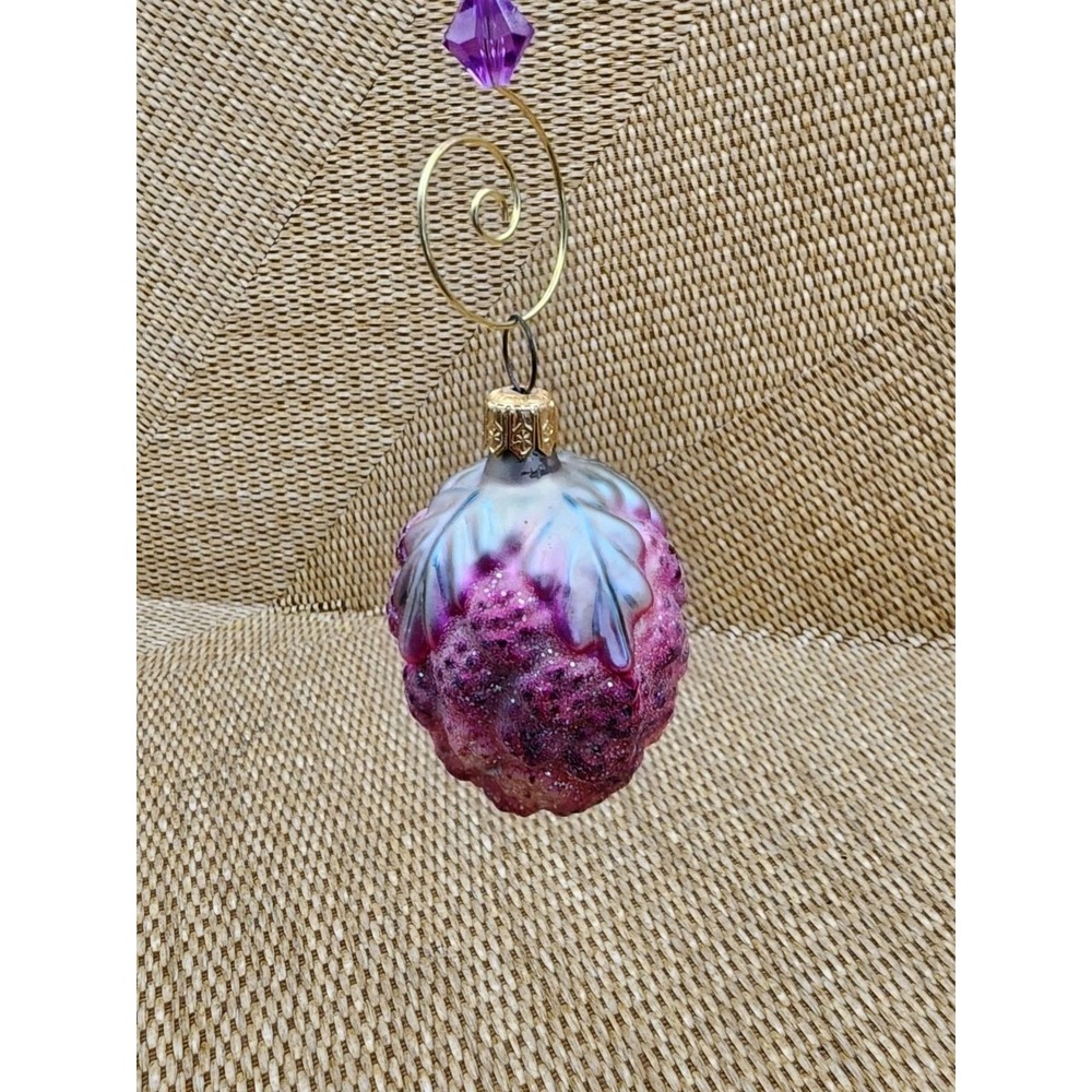 Vintage Christopher Radko Pink Purple Berry Frosted Fruit Blown Glass‎ Ornament